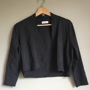 Calvin Klein 3/4 Sleeve Cropped Gray Cardigan